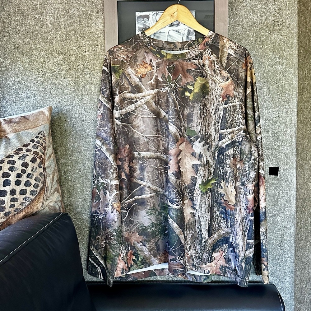 Cabela's Long Sleeve Camo Pullover Shirt XL TrueTimber Kanati Light Weight Men's